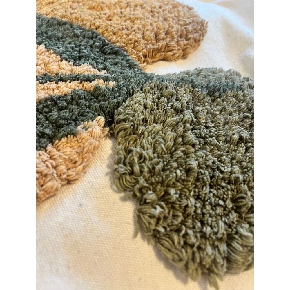 Boho Punch Needle Yarn Pillow Case Tan Bold Abstract Textile Art Indie Folk 80s